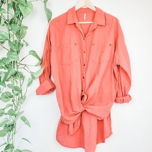 Free People Button down pink shirt